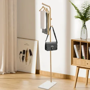 L-shape Freestanding Coat Rack Wear-Resistant Large Capacity Clothes Hanger with Sturdy Base for Hallways/Living Rooms